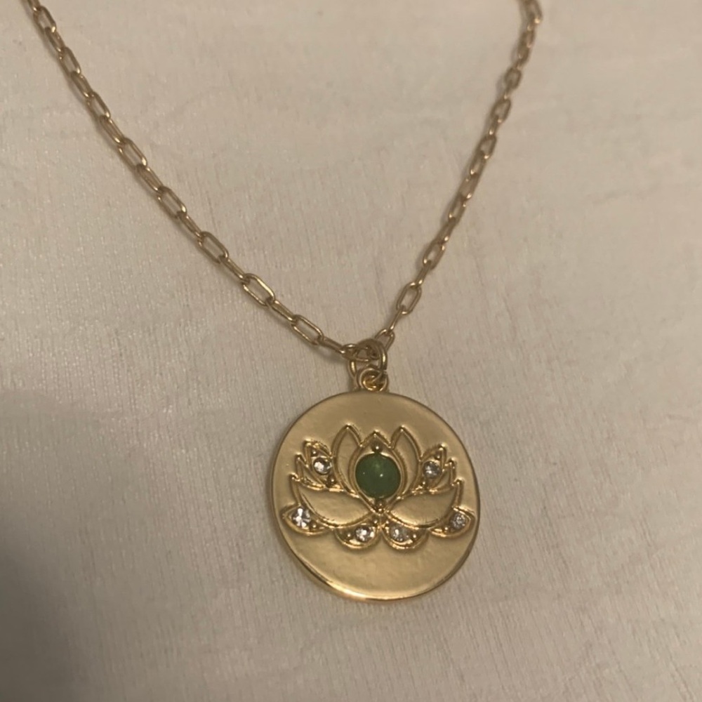 Gold Lotus Pendant Necklace